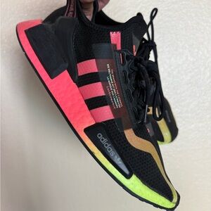 Adidas Men's Black Sneakers with Neon Accents